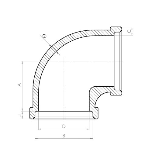 Elbows, socket weld ends, 90° - Drawing