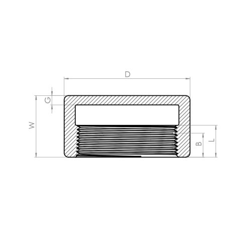 End caps, NPT thread, Round - Drawing