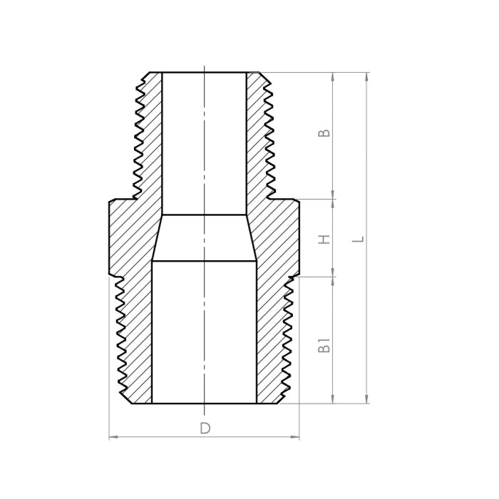 Reducing hexagon nipple - Drawing