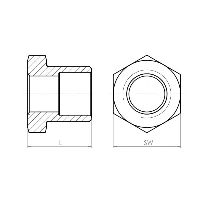 Reducing bushing, M/F - Drawing