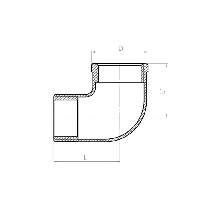 Elbow 90° M/F - Drawing