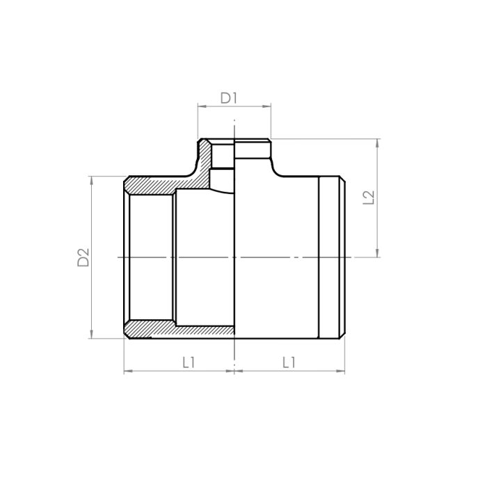 Tee, reducing F/F/F - Drawing