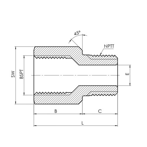 Adapter NPT(M)/BSP(F) - Drawing