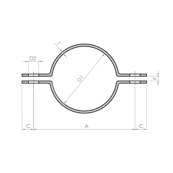 Clips, DIN3567 type A (without bolts and nuts) - Drawing