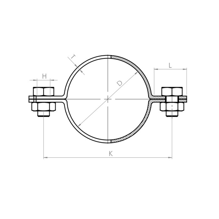 Pipe clip, saddle type - Drawing