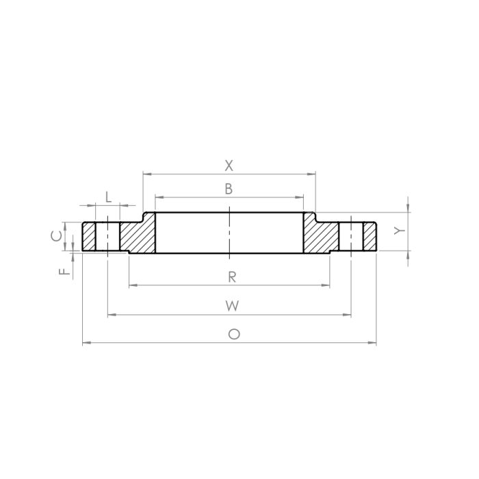 Slip on flange, ASTM - Drawing