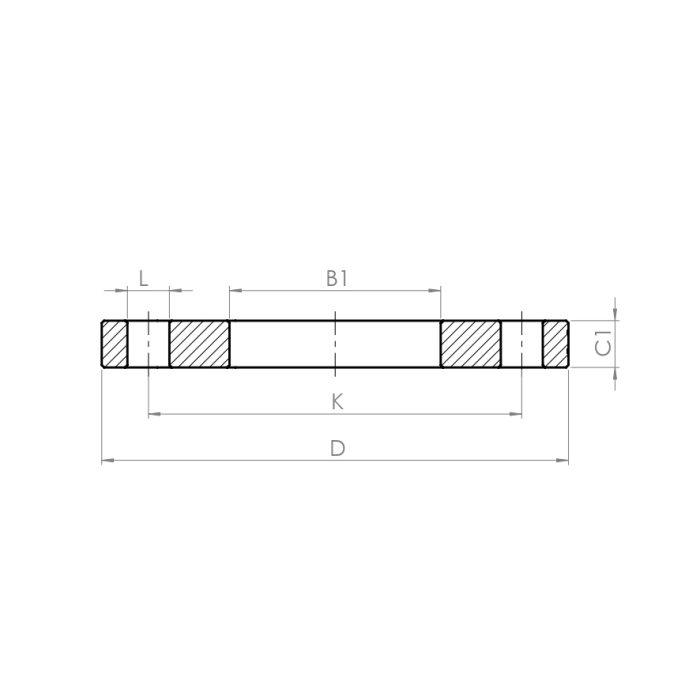 Slip on flange, EN-1092 type 01 - Drawing