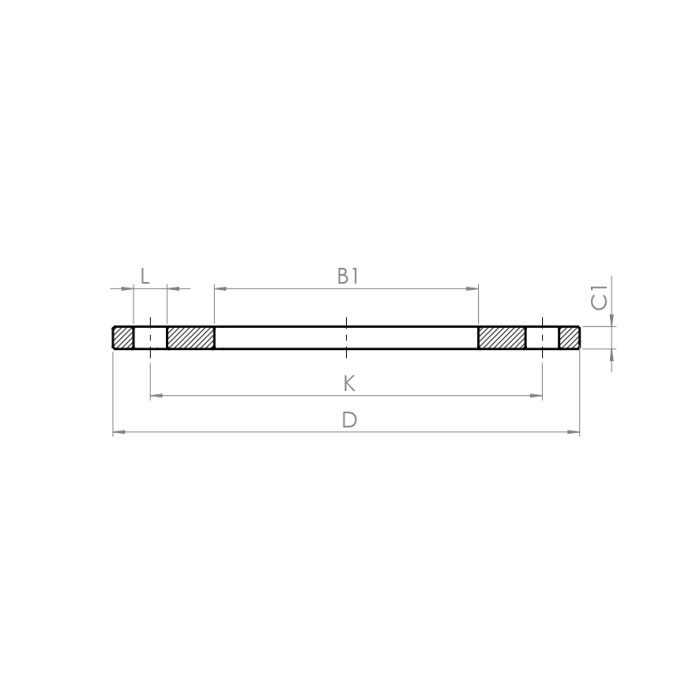 Slip on flange, red. thickness - Drawing