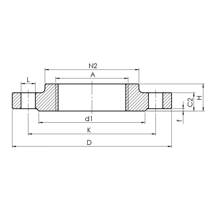 Threaded flange, EN, type 13B - Drawing