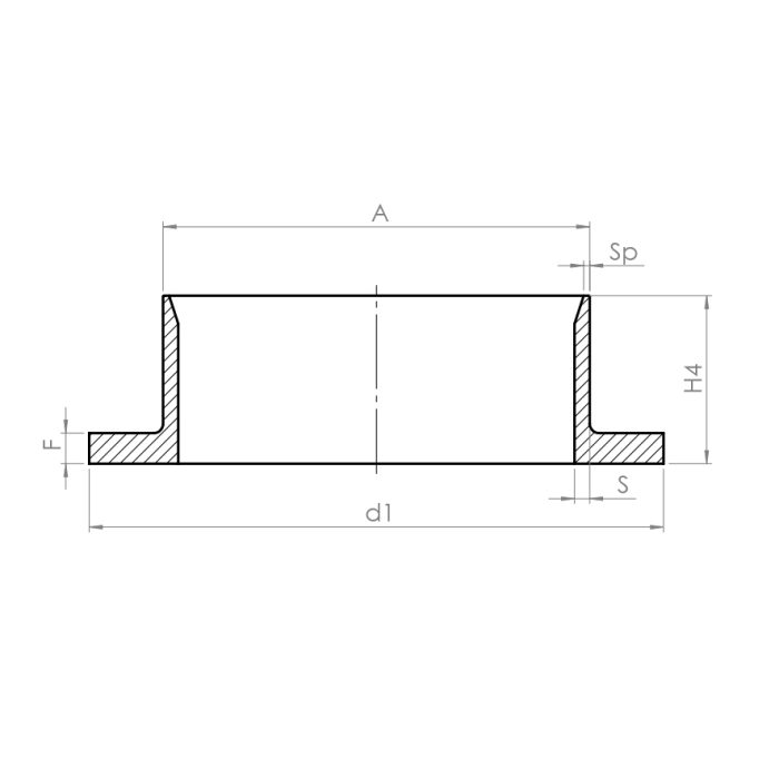 Welding ring with collar, type 35 - Drawing