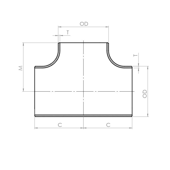 Tee, equal - Drawing