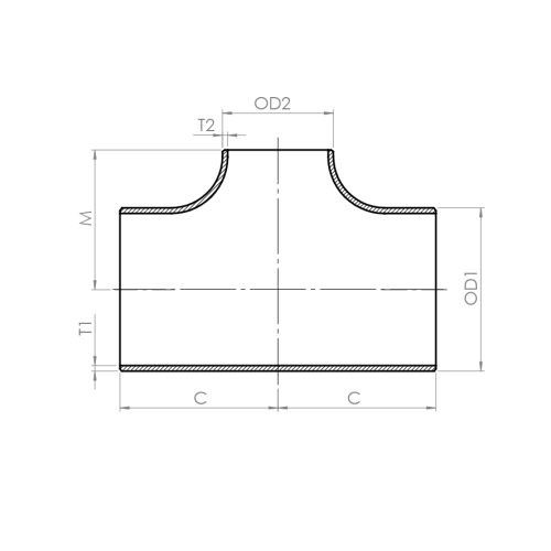 Tee, reducing - Drawing