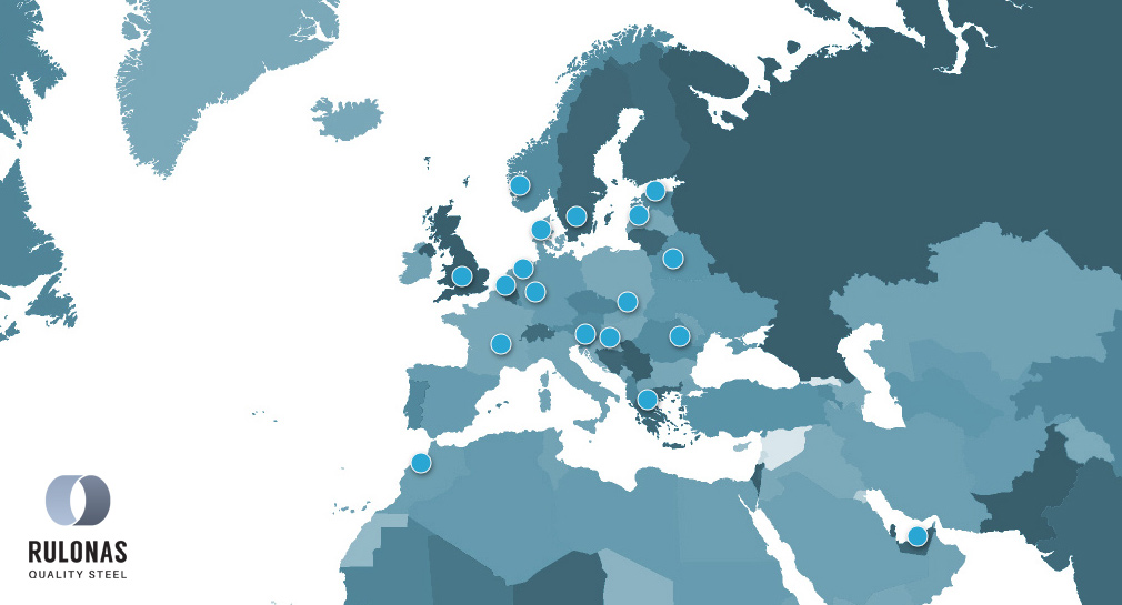 Map with points showing Rulonas sale locations